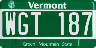 VT license plate WGT187