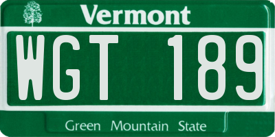 VT license plate WGT189