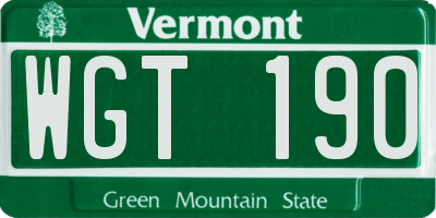VT license plate WGT190