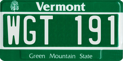 VT license plate WGT191