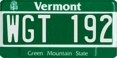 VT license plate WGT192