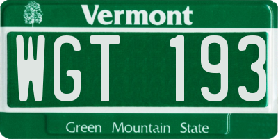 VT license plate WGT193