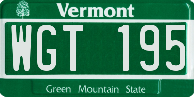 VT license plate WGT195