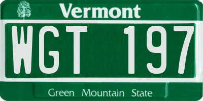 VT license plate WGT197