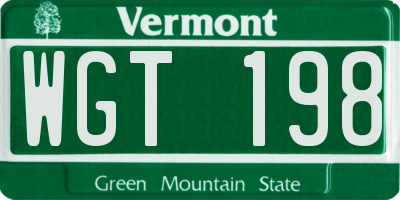 VT license plate WGT198