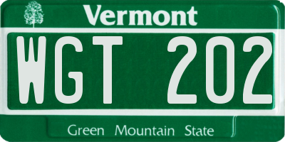 VT license plate WGT202