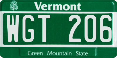 VT license plate WGT206