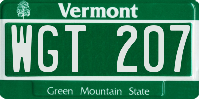 VT license plate WGT207