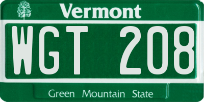 VT license plate WGT208