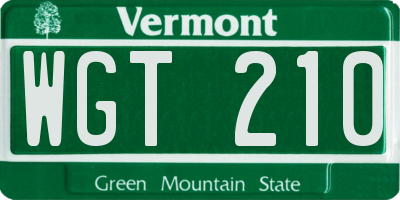 VT license plate WGT210
