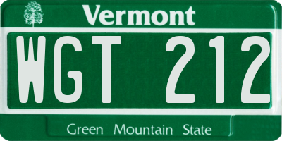 VT license plate WGT212