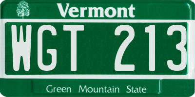 VT license plate WGT213