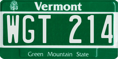 VT license plate WGT214