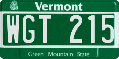 VT license plate WGT215