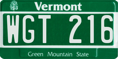 VT license plate WGT216