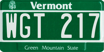 VT license plate WGT217