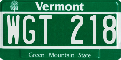 VT license plate WGT218