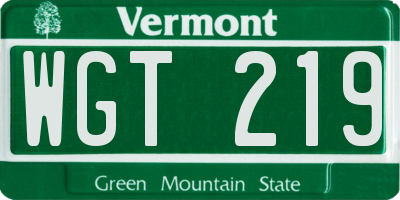 VT license plate WGT219