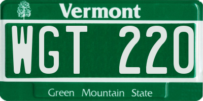 VT license plate WGT220
