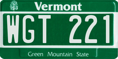 VT license plate WGT221
