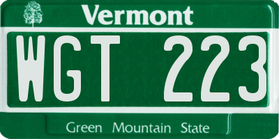 VT license plate WGT223