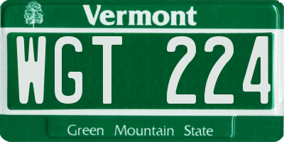 VT license plate WGT224