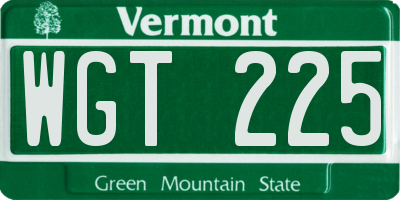 VT license plate WGT225