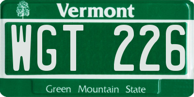 VT license plate WGT226