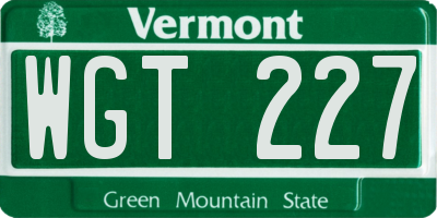 VT license plate WGT227