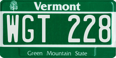VT license plate WGT228