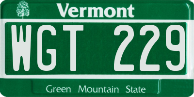 VT license plate WGT229