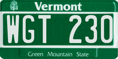 VT license plate WGT230