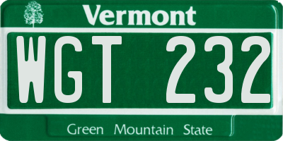 VT license plate WGT232