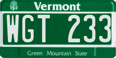 VT license plate WGT233