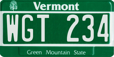 VT license plate WGT234
