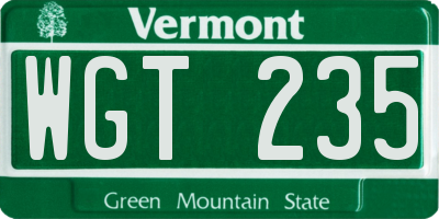 VT license plate WGT235