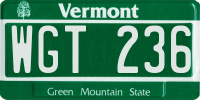 VT license plate WGT236