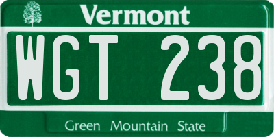 VT license plate WGT238