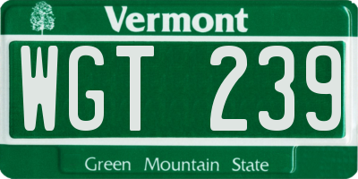 VT license plate WGT239