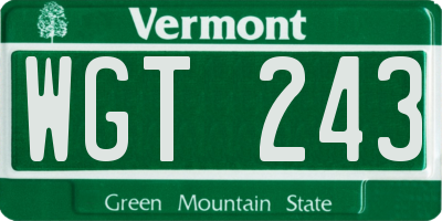 VT license plate WGT243