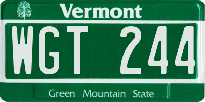 VT license plate WGT244