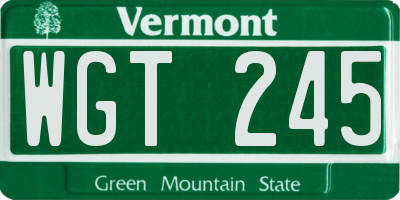 VT license plate WGT245