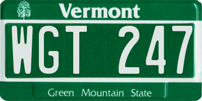 VT license plate WGT247