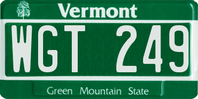VT license plate WGT249