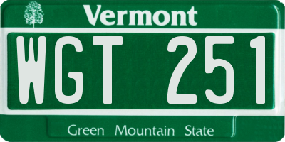 VT license plate WGT251