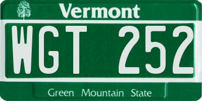 VT license plate WGT252