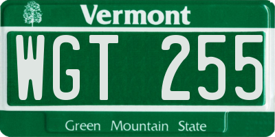VT license plate WGT255