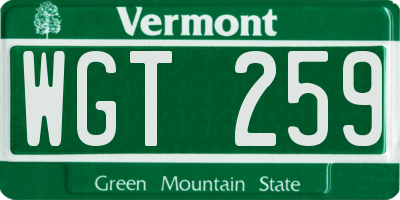 VT license plate WGT259