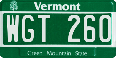 VT license plate WGT260