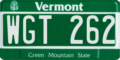 VT license plate WGT262
